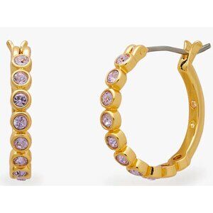 S Kate Spade Gold Plated Full Circle Huggies Earrings KF560 NWT Light Amethyst